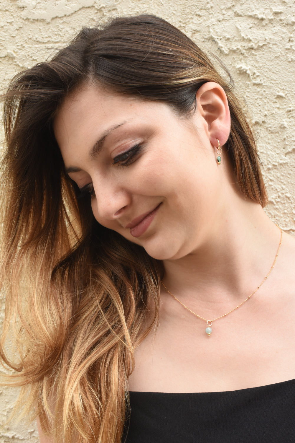 faceted birthstone coin charm - golden rondelle necklace - workshopunderground.com