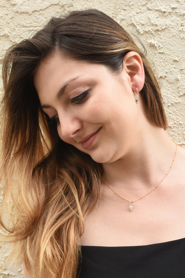 faceted birthstone coin charm - golden rondelle necklace - workshopunderground.com