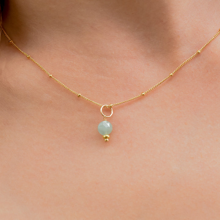 faceted birthstone coin charm - golden rondelle necklace - workshopunderground.com