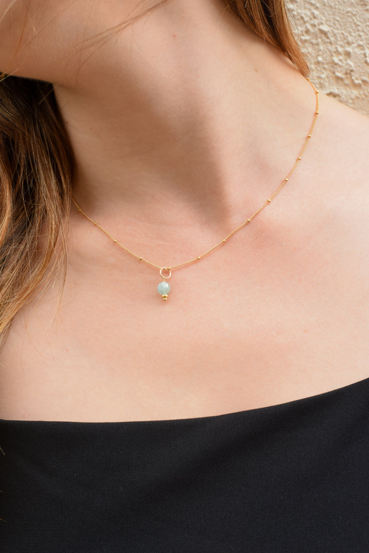 faceted birthstone coin charm - golden rondelle necklace - workshopunderground.com