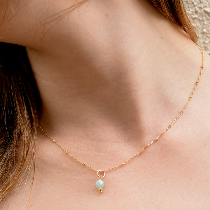 faceted birthstone coin charm - golden rondelle necklace - workshopunderground.com