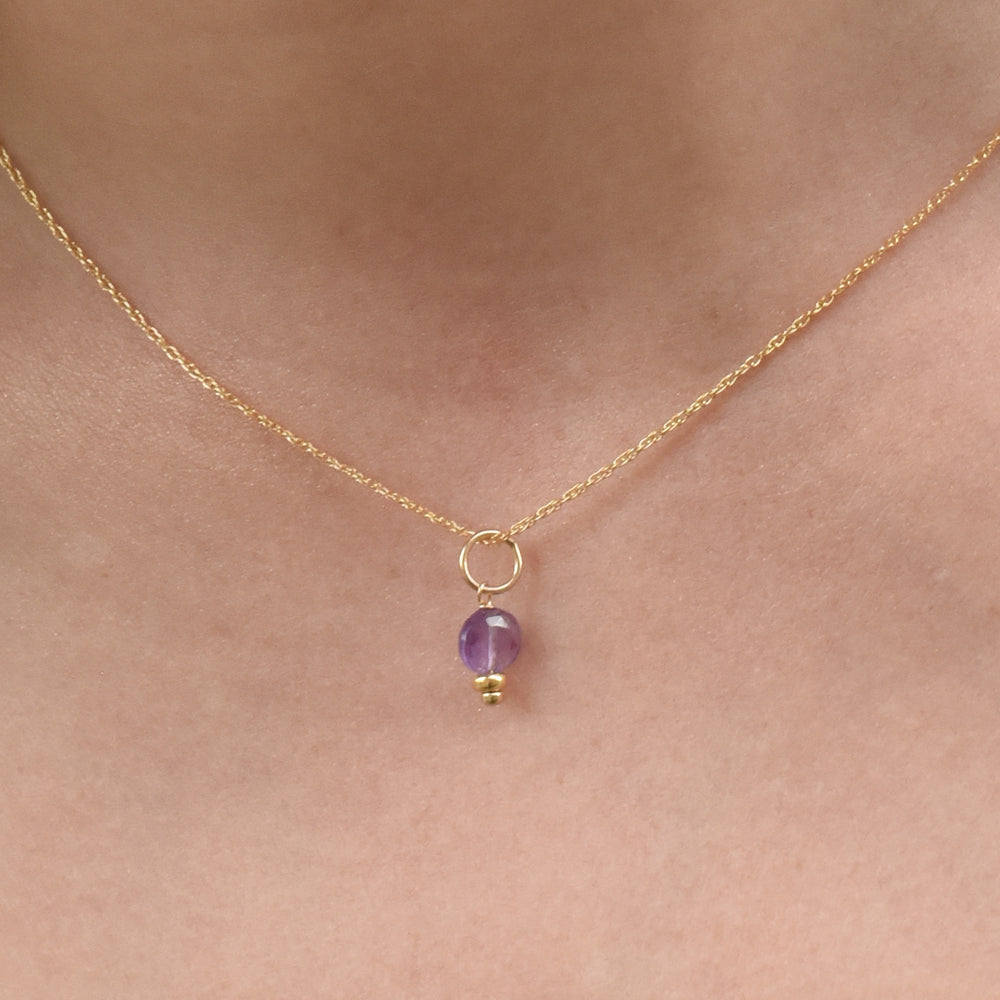 faceted birthstone coin charm - retro rope necklace - workshopunderground.com