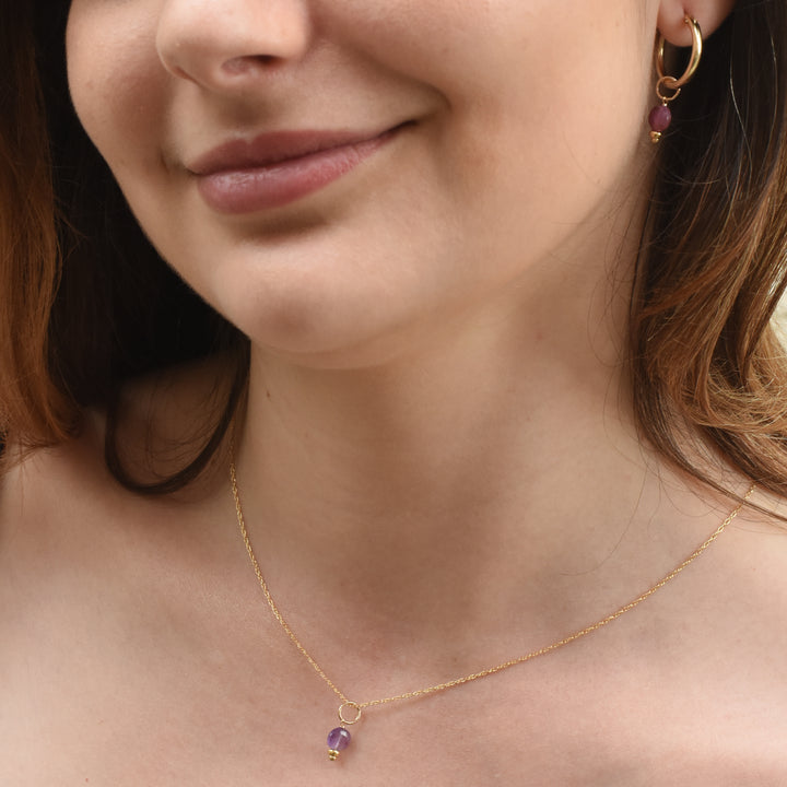 faceted birthstone coin charm - retro rope necklace - workshopunderground.com
