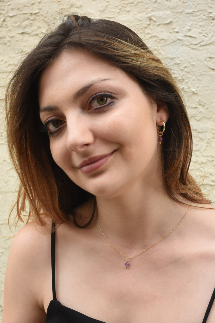 faceted birthstone coin charm - retro rope necklace - workshopunderground.com