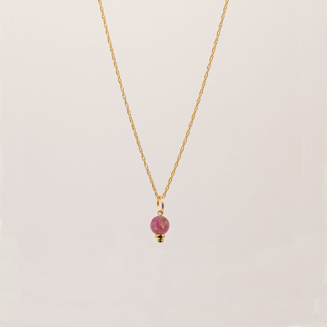 faceted birthstone coin charm - retro rope necklace - workshopunderground.com