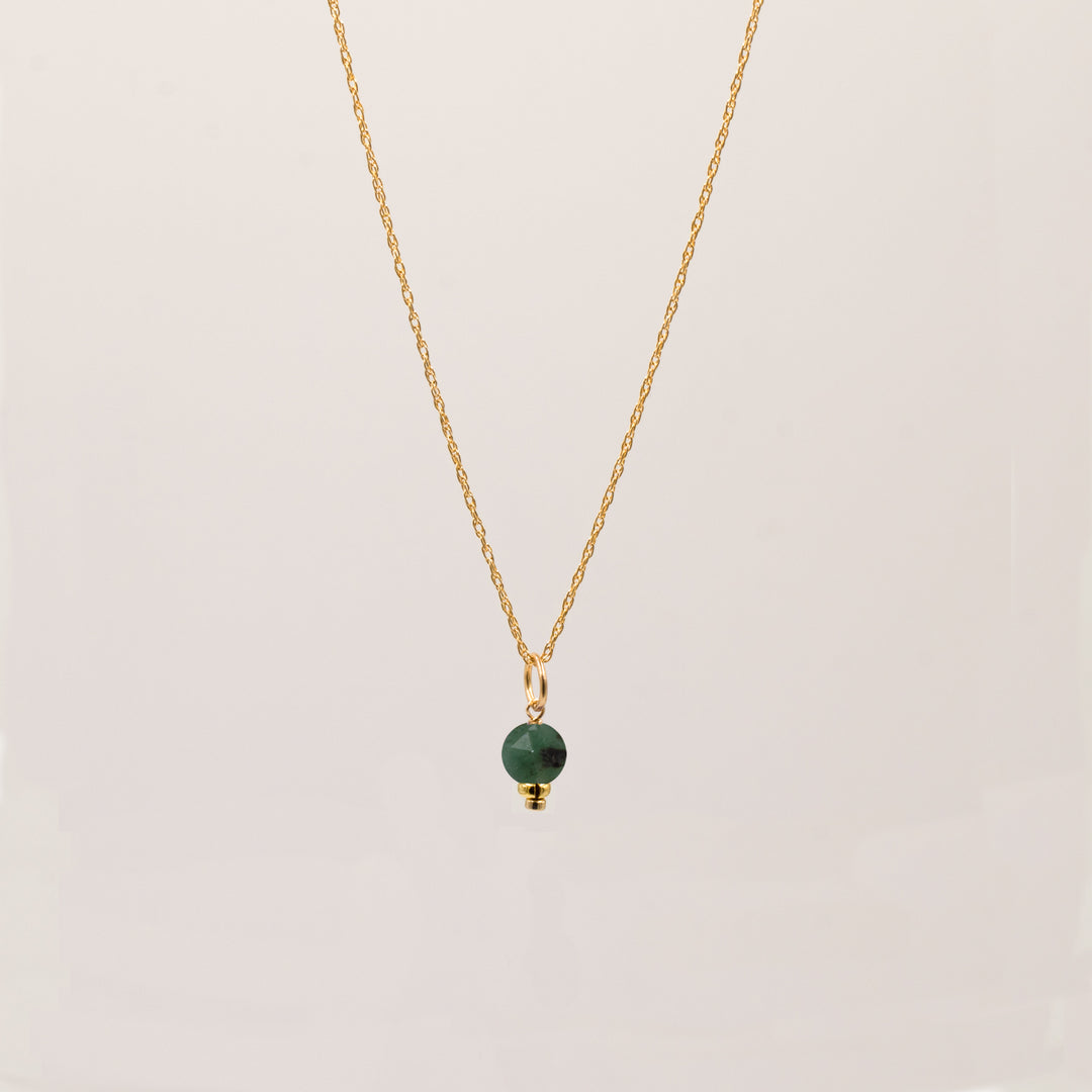 faceted birthstone coin charm - retro rope necklace - workshopunderground.com