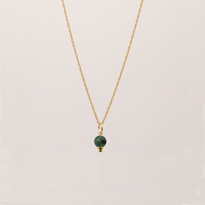 faceted birthstone coin charm - retro rope necklace - workshopunderground.com