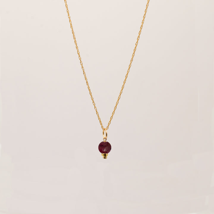faceted birthstone coin charm - retro rope necklace - workshopunderground.com