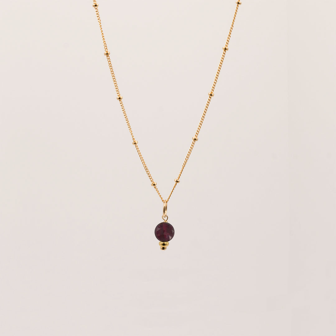 faceted birthstone coin charm - golden rondelle necklace - workshopunderground.com