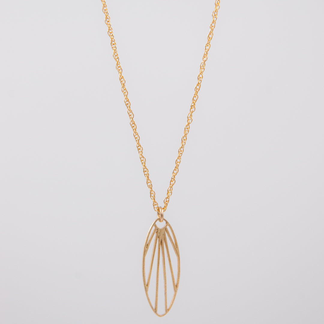 New Deco - oval fan pendant necklace - gold only - workshopunderground.com