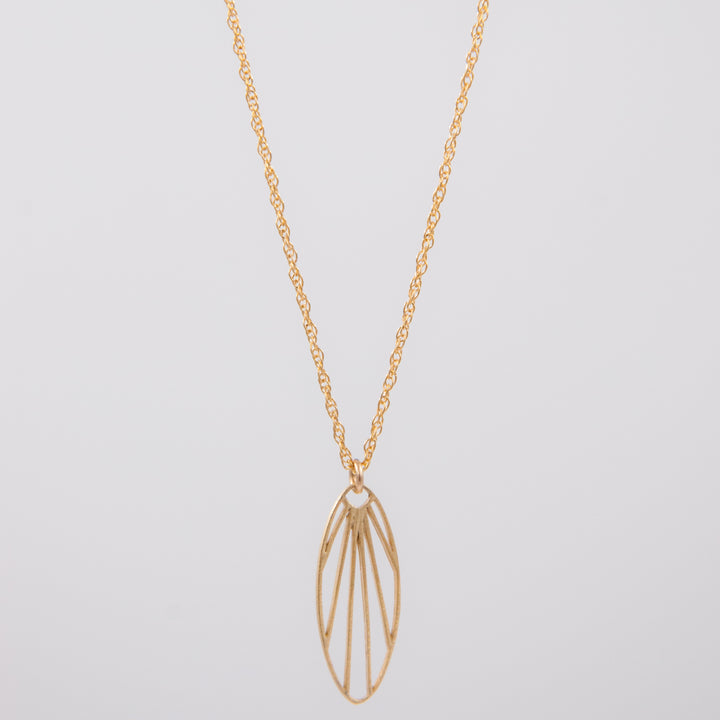 New Deco - oval fan pendant necklace - gold only - workshopunderground.com