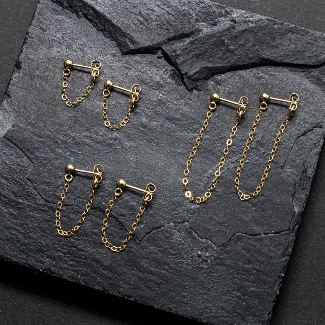 "front-to-back" chain earrings - classic cable - workshopunderground.com