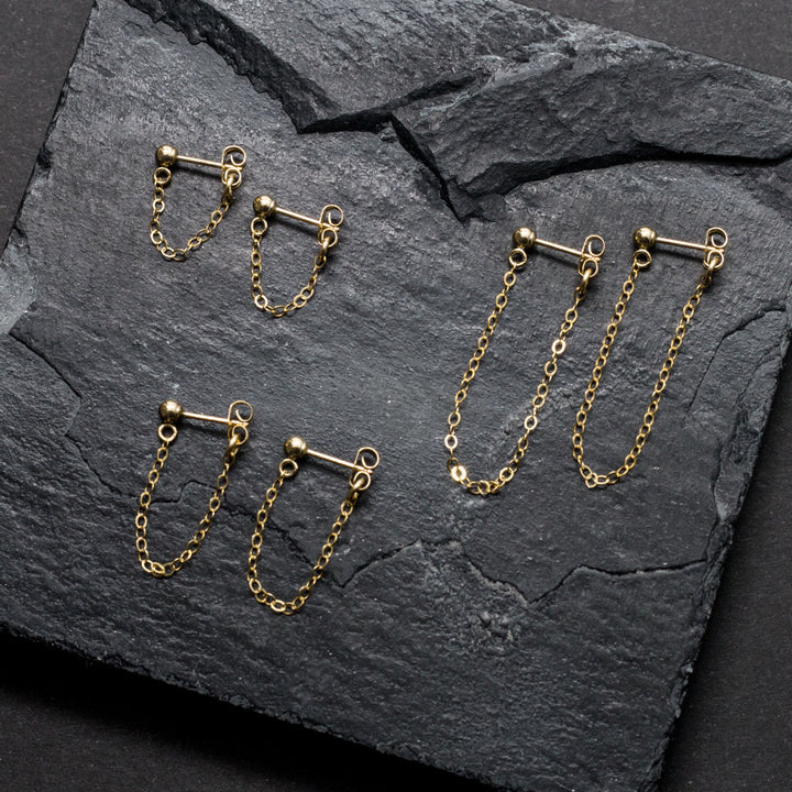"front-to-back" chain earrings - classic cable - workshopunderground.com