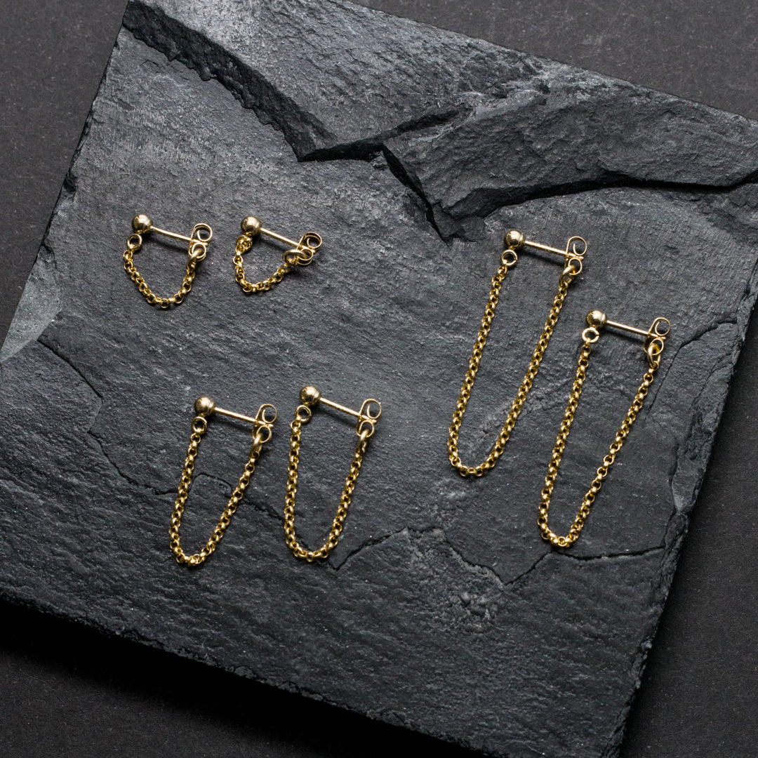 "front-to-back" chain earrings - round link - workshopunderground.com