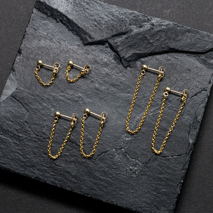 "front-to-back" chain earrings - round link - workshopunderground.com