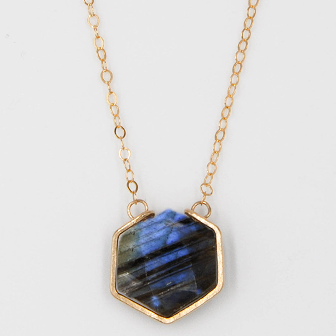 Northern Lights - Hexagonal Gemstone Necklace - workshopunderground.com