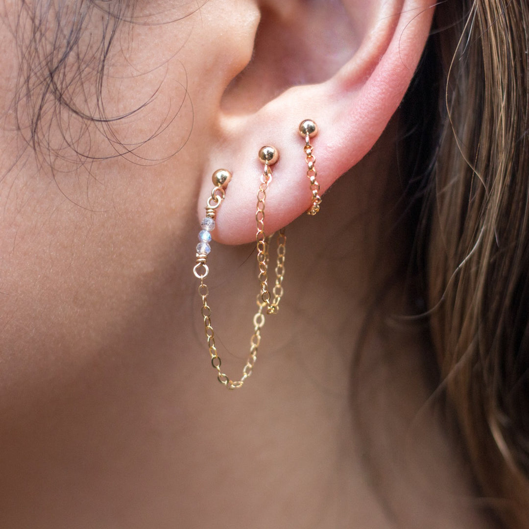 "front-to-back" chain earrings - round link - workshopunderground.com