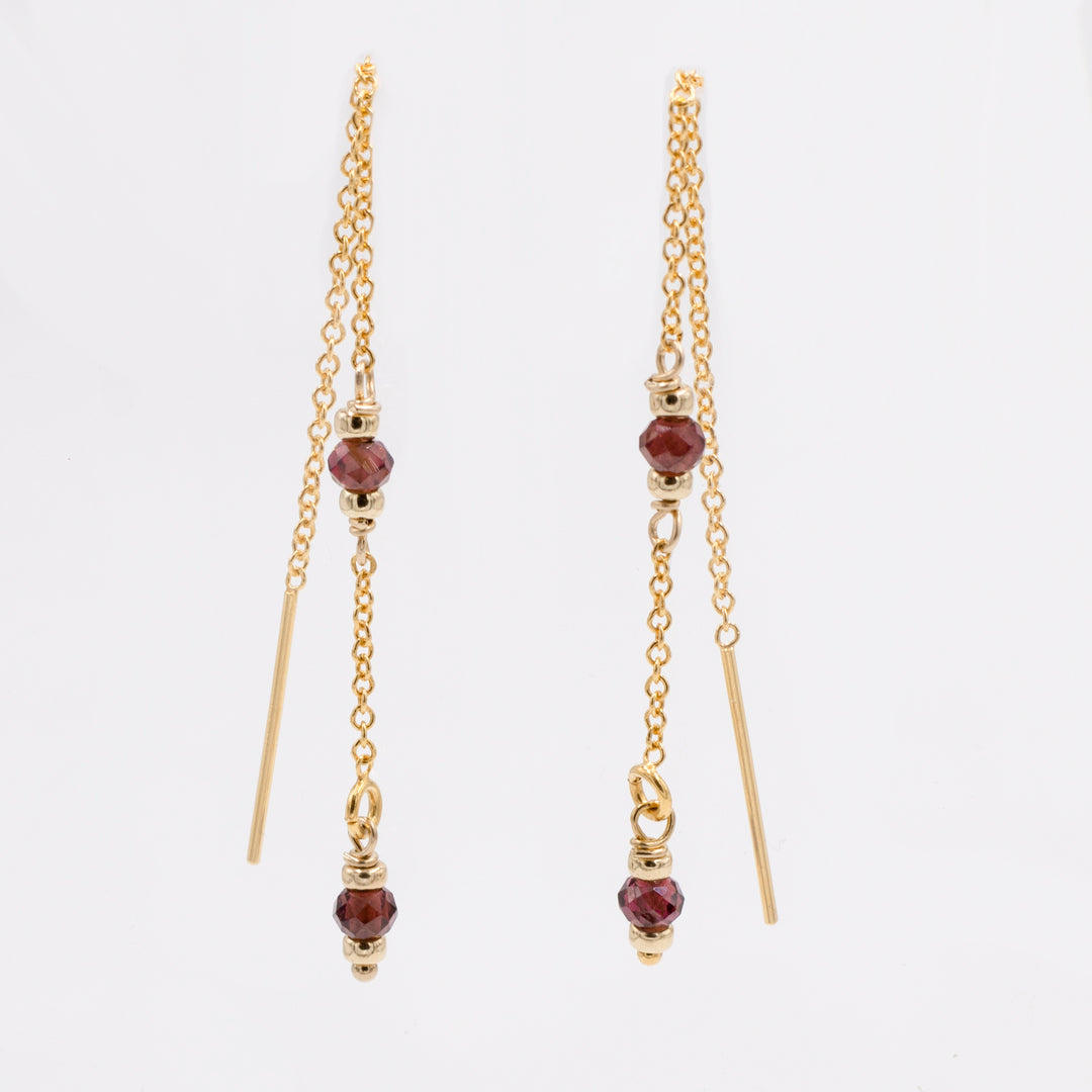 marrakesh two-station garnet threader earrings - workshopunderground.com