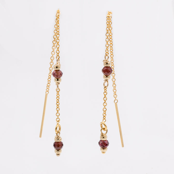 marrakesh two-station garnet threader earrings - workshopunderground.com