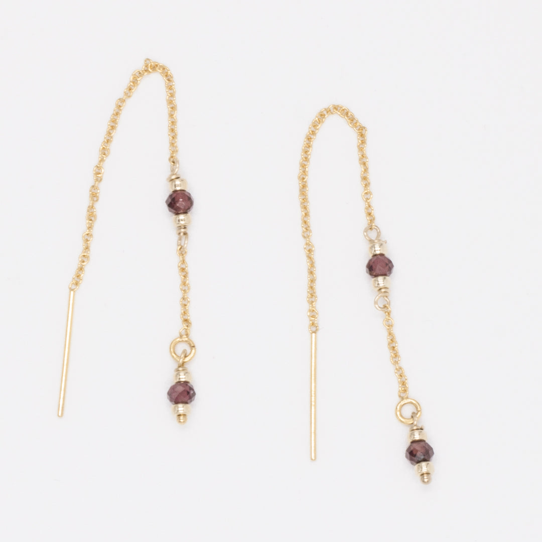 marrakesh two-station garnet threader earrings - workshopunderground.com