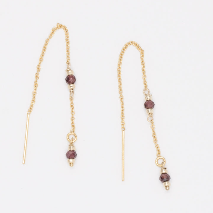 marrakesh two-station garnet threader earrings - workshopunderground.com
