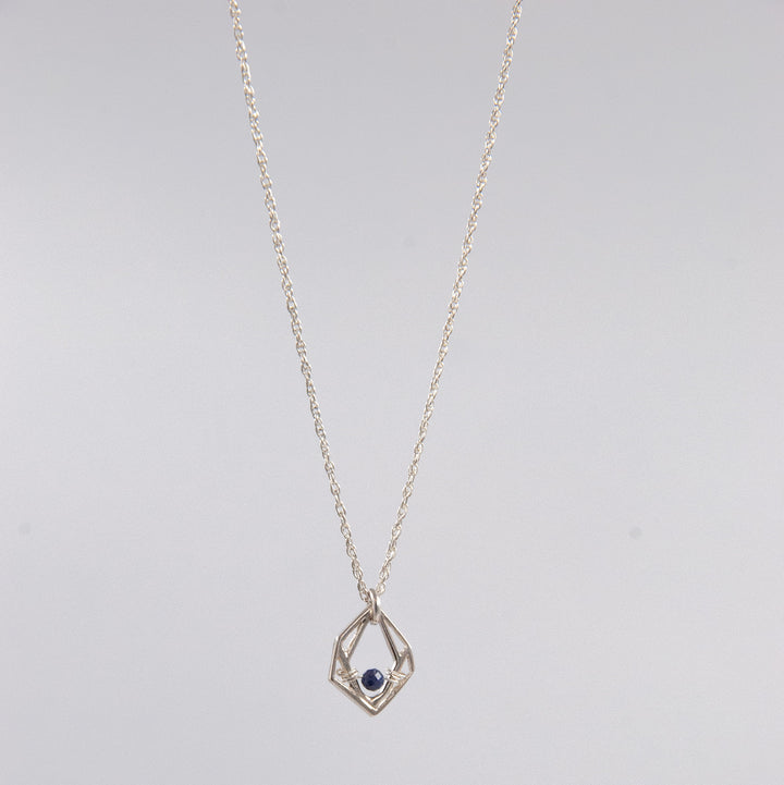 New Deco - mini geo necklace - silver & sapphire - workshopunderground.com