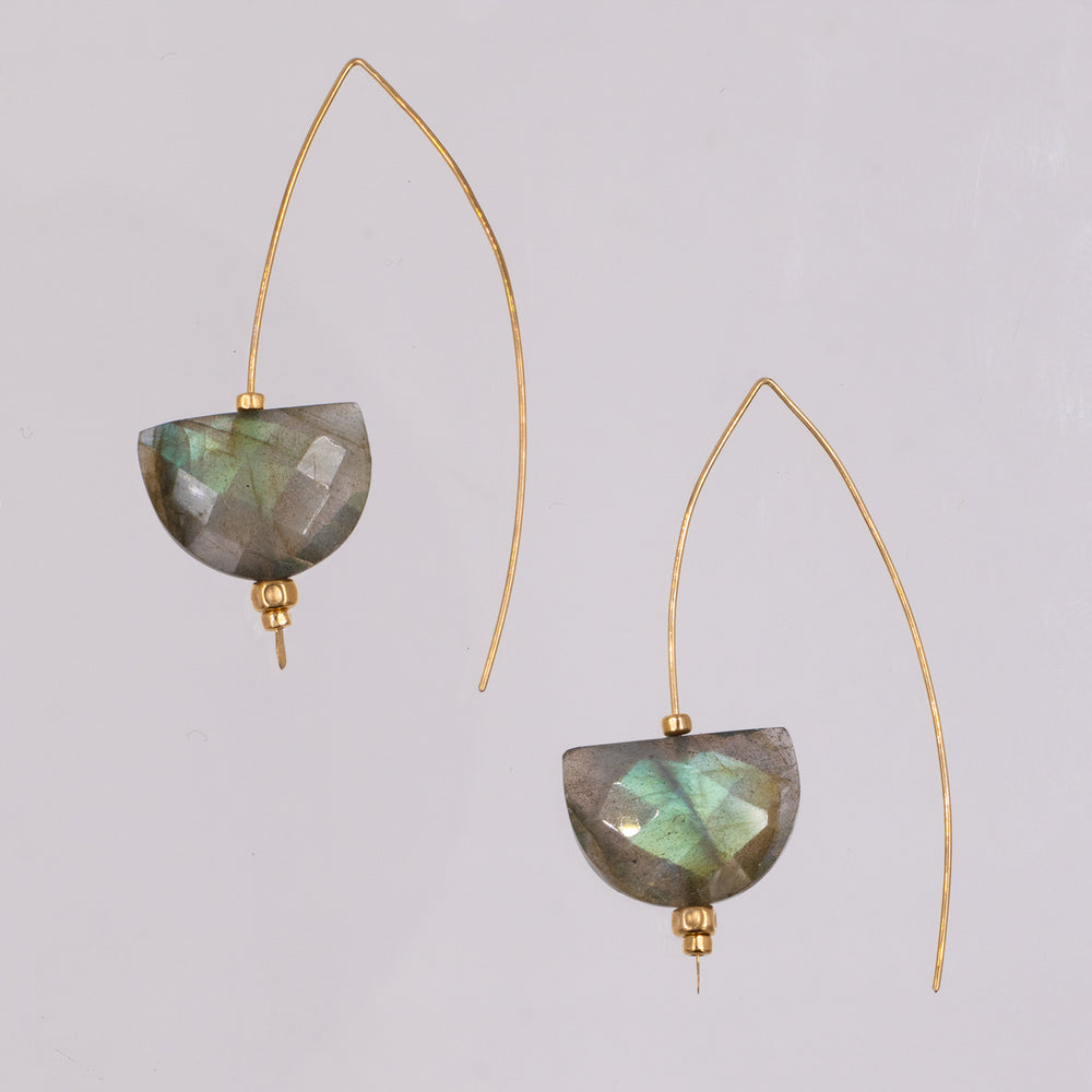 Northern Lights - Mezzaluna Golden Wire Earrings - workshopunderground.com