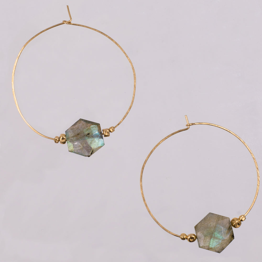 Northern Lights - Hexagon Hoop Earrings - workshopunderground.com
