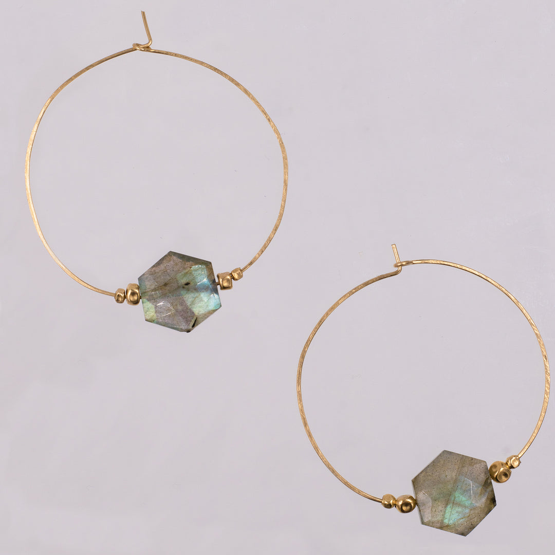 Northern Lights - Hexagon Hoop Earrings - workshopunderground.com