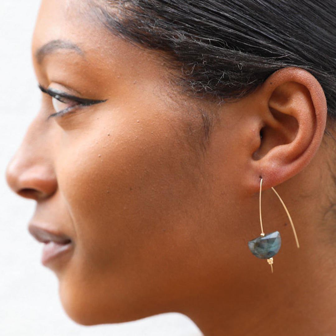 Northern Lights - Mezzaluna Golden Wire Earrings - workshopunderground.com