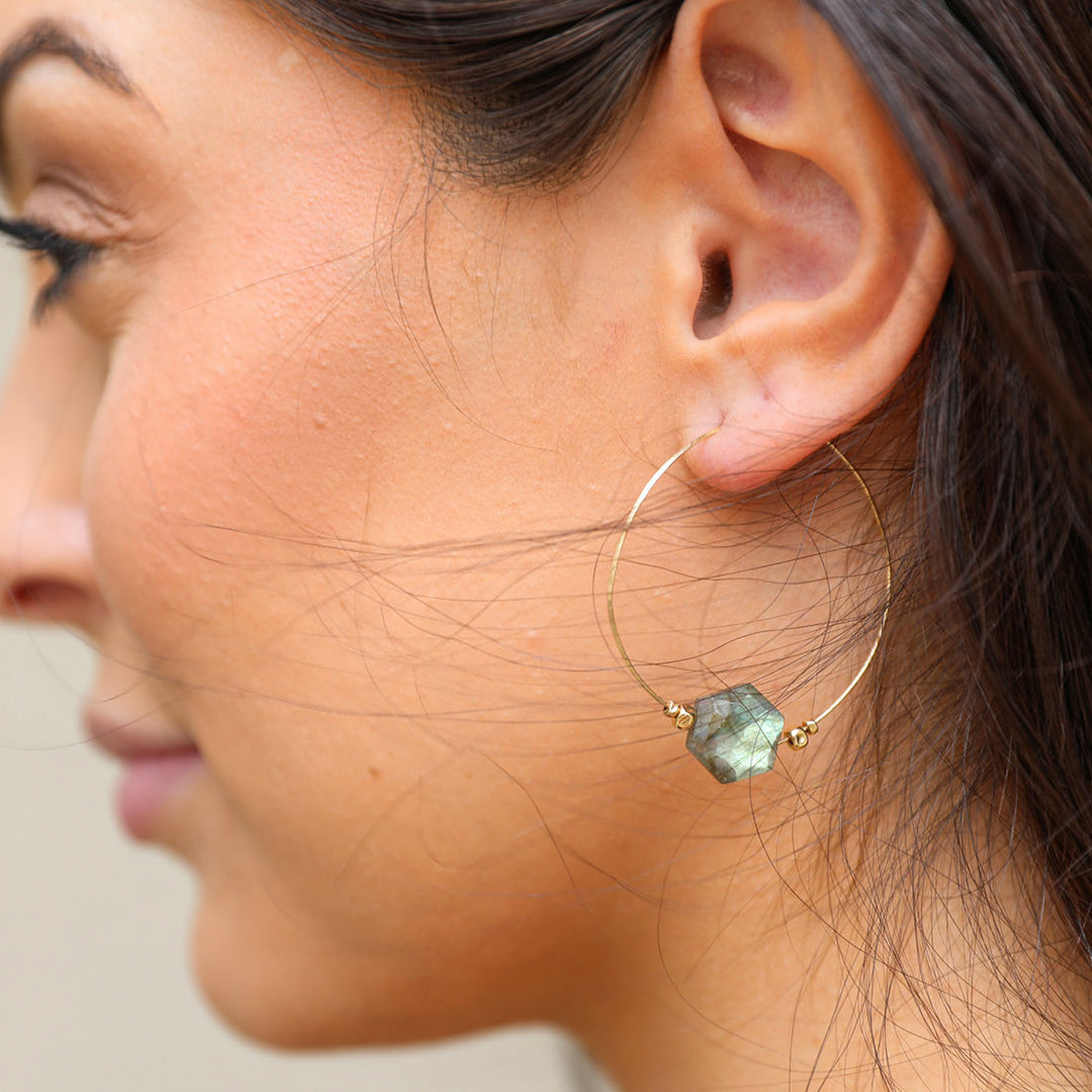 Northern Lights - Hexagon Hoop Earrings - workshopunderground.com