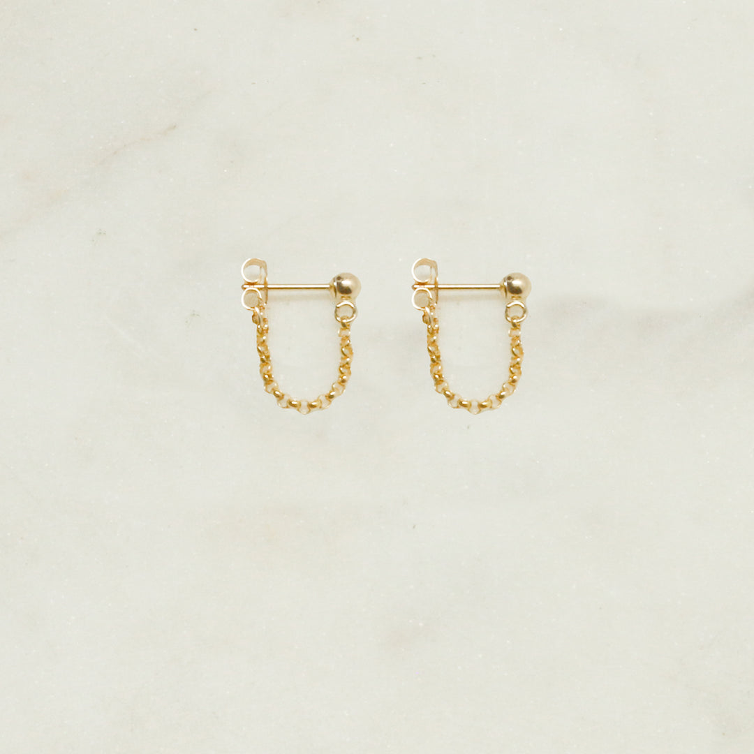 "front-to-back" chain earrings - round link - workshopunderground.com