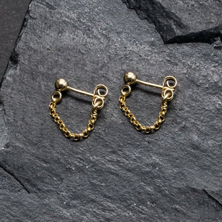 "front-to-back" chain earrings - round link - workshopunderground.com