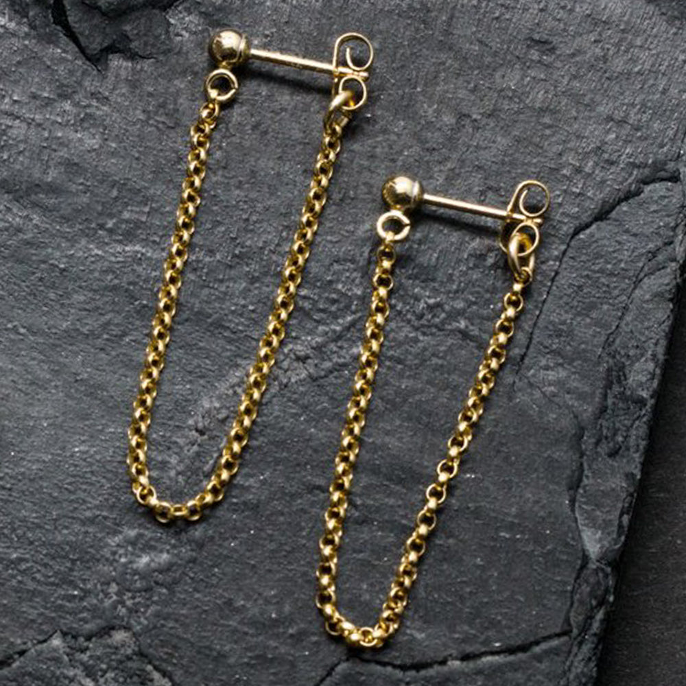 "front-to-back" chain earrings - round link - workshopunderground.com