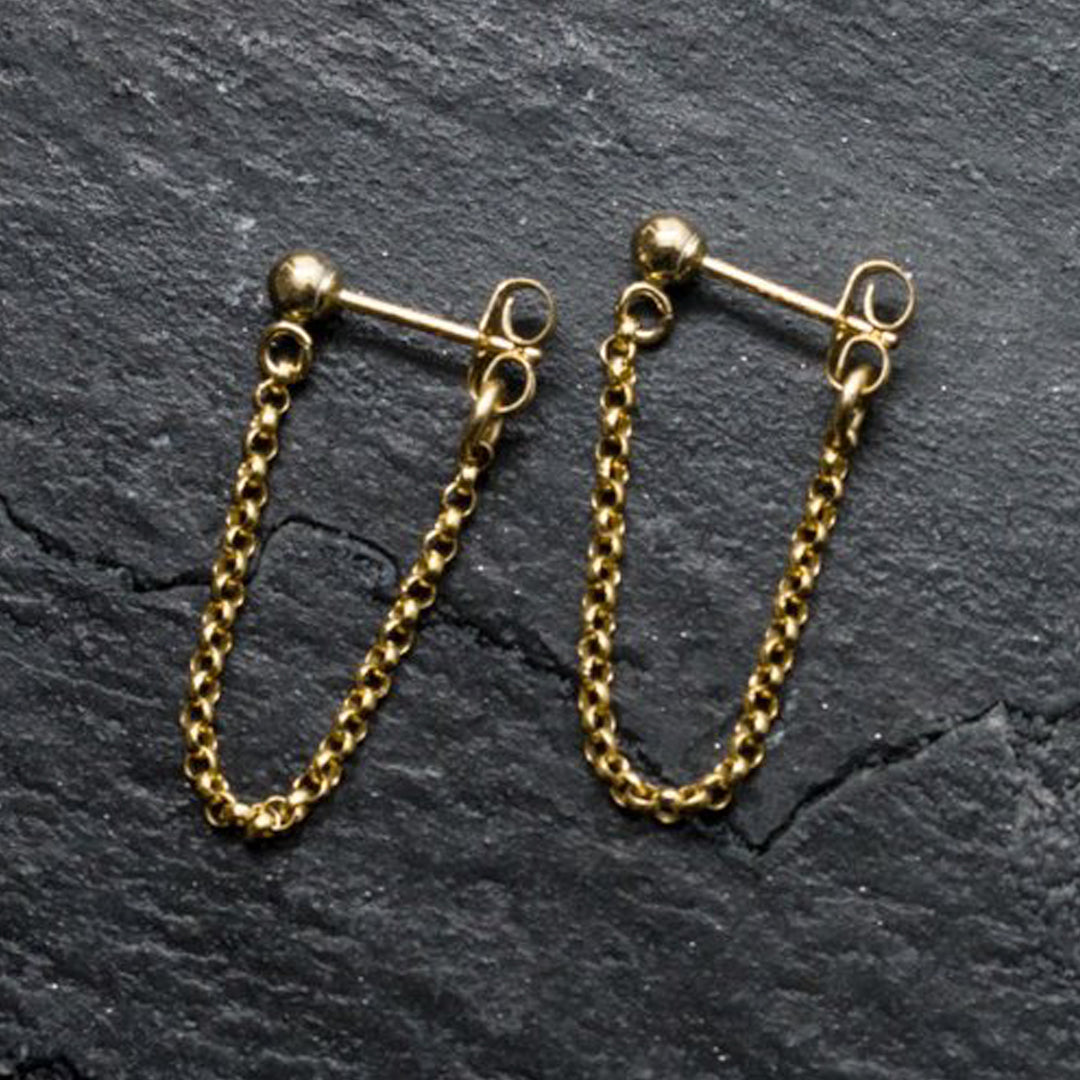 "front-to-back" chain earrings - round link - workshopunderground.com