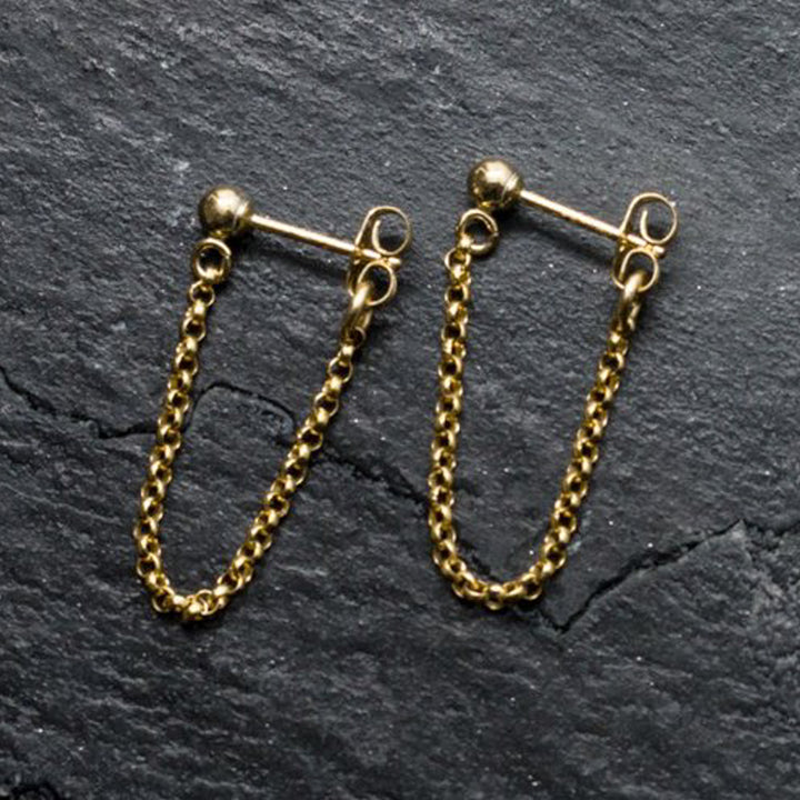 "front-to-back" chain earrings - round link - workshopunderground.com