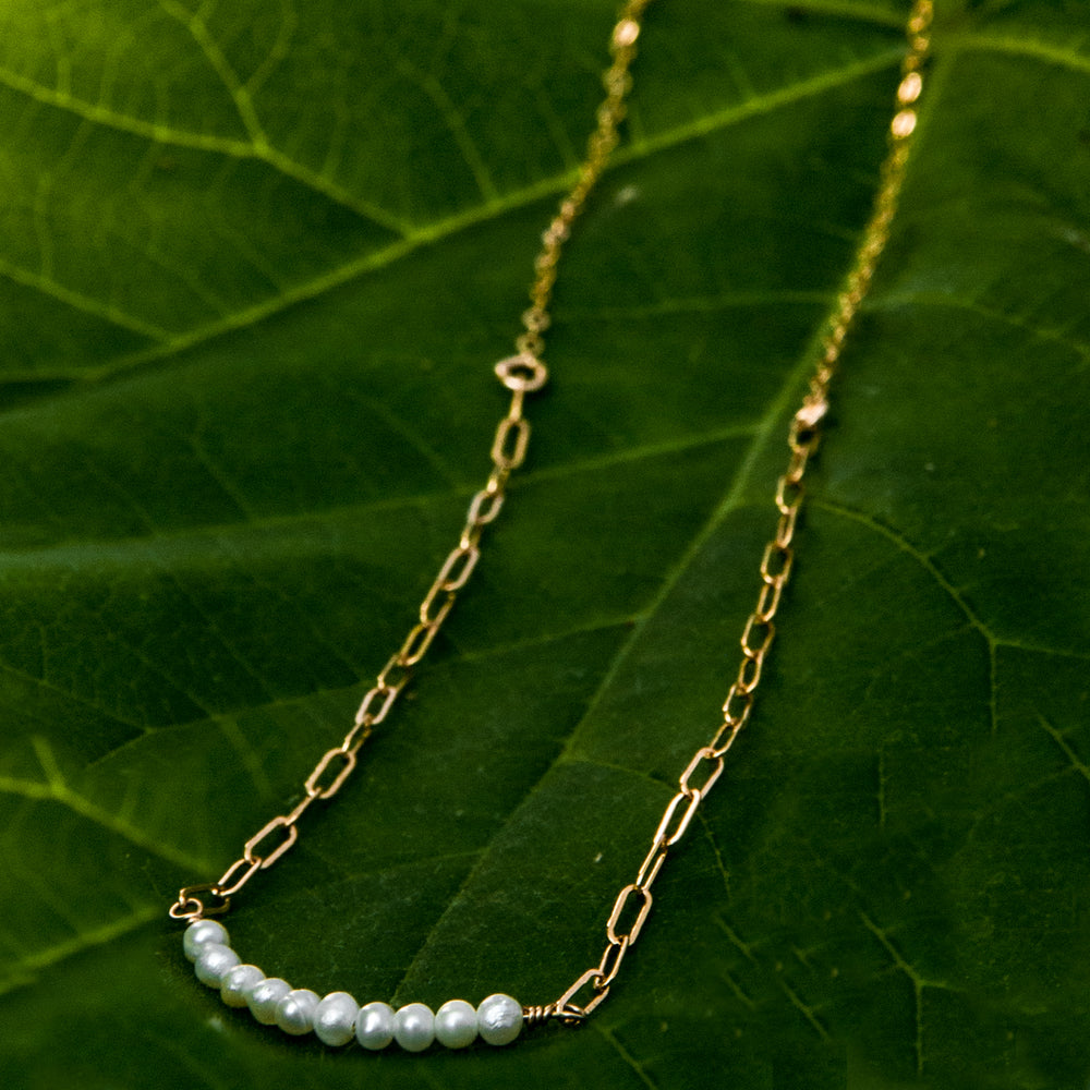 baby pearl bar duo-chain necklace - workshopunderground.com