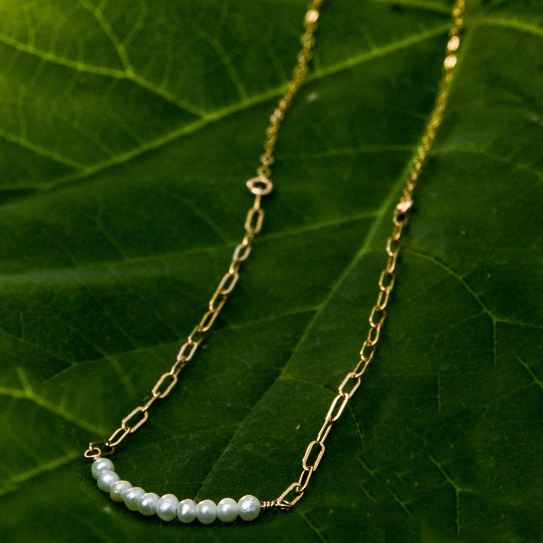 baby pearl bar duo-chain necklace - workshopunderground.com