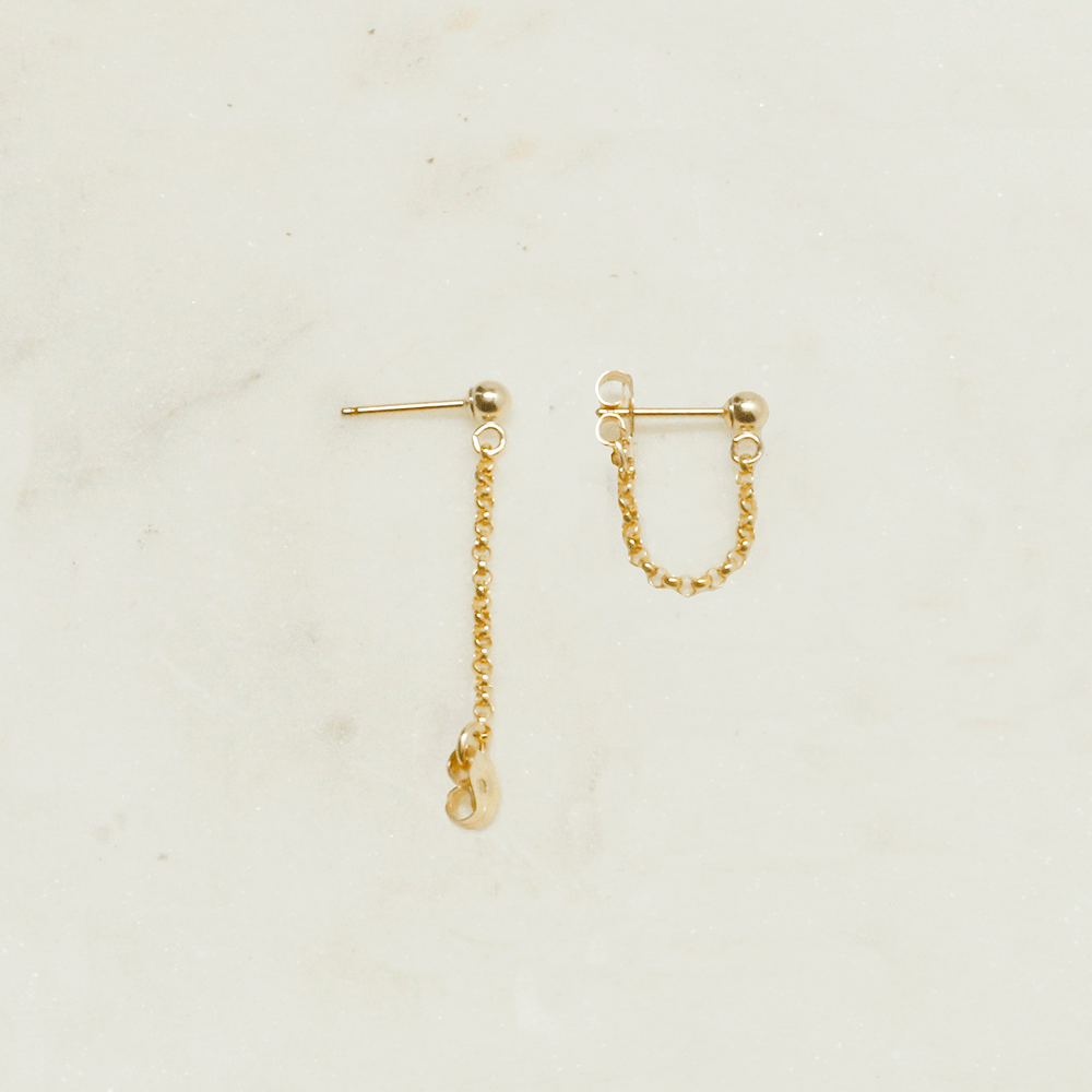 "front-to-back" chain earrings - round link - workshopunderground.com