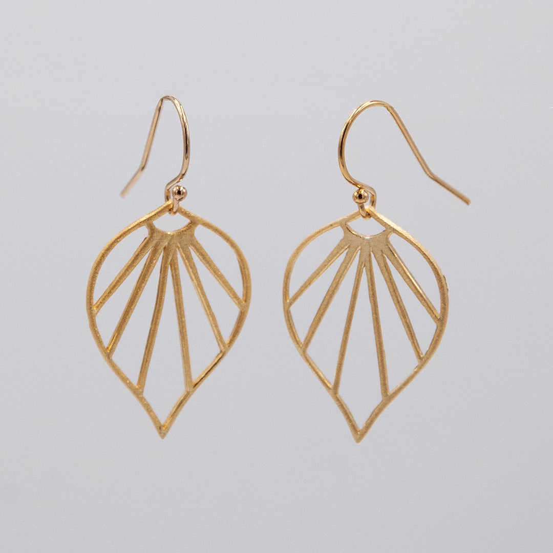 New Deco - large deco leaf earrings - workshopunderground.com