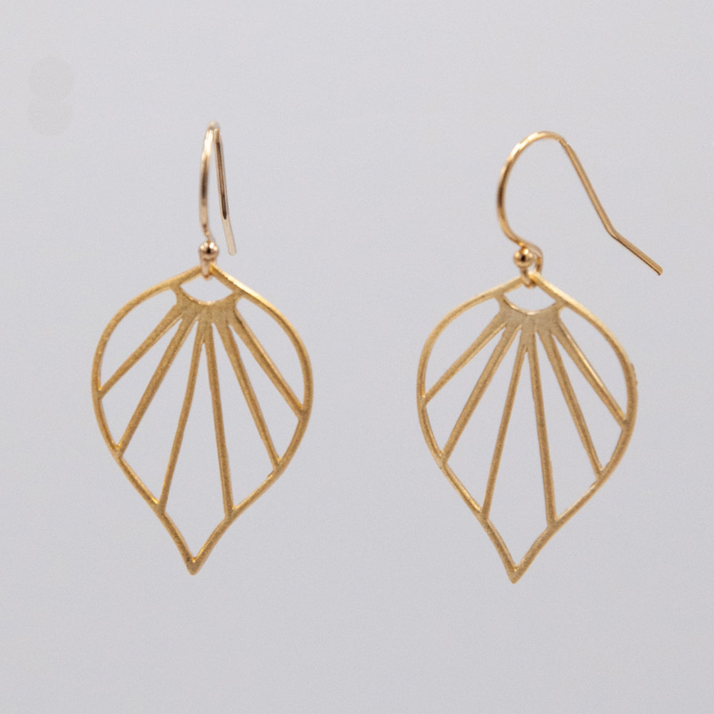 New Deco - large deco leaf earrings - workshopunderground.com