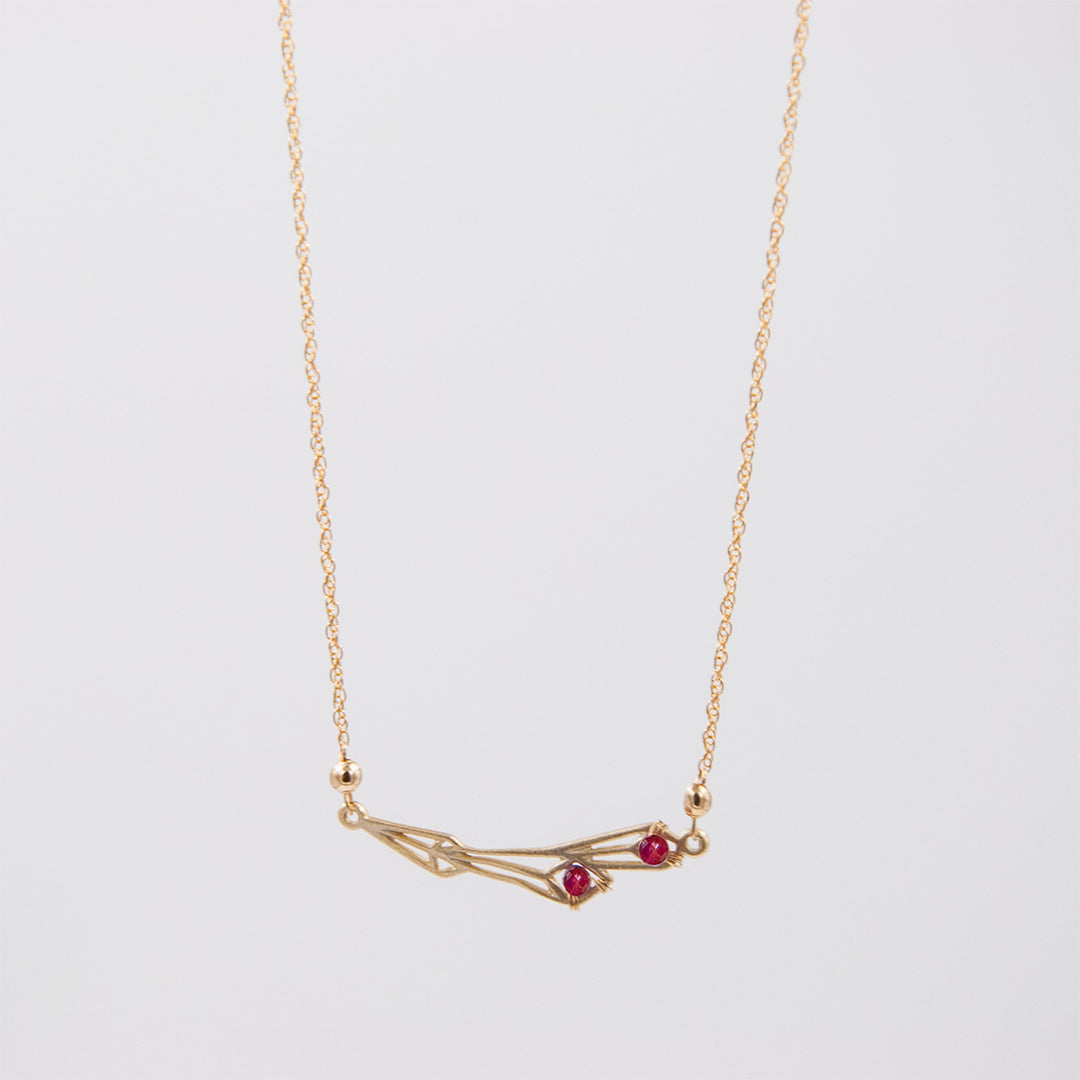 New Deco - geo bar necklace - gold/ruby or silver/sapphire - workshopunderground.com