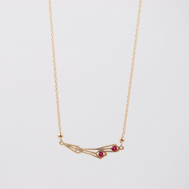 New Deco - geo bar necklace - gold/ruby or silver/sapphire - workshopunderground.com
