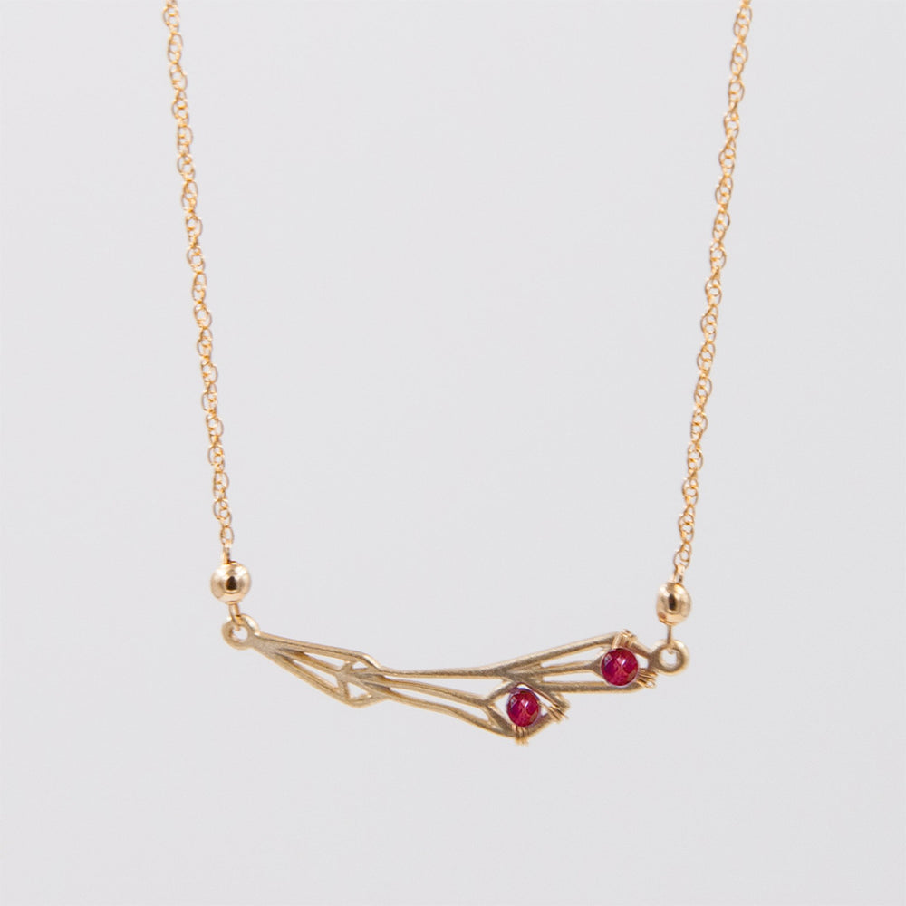 New Deco - geo bar necklace - gold/ruby or silver/sapphire - workshopunderground.com